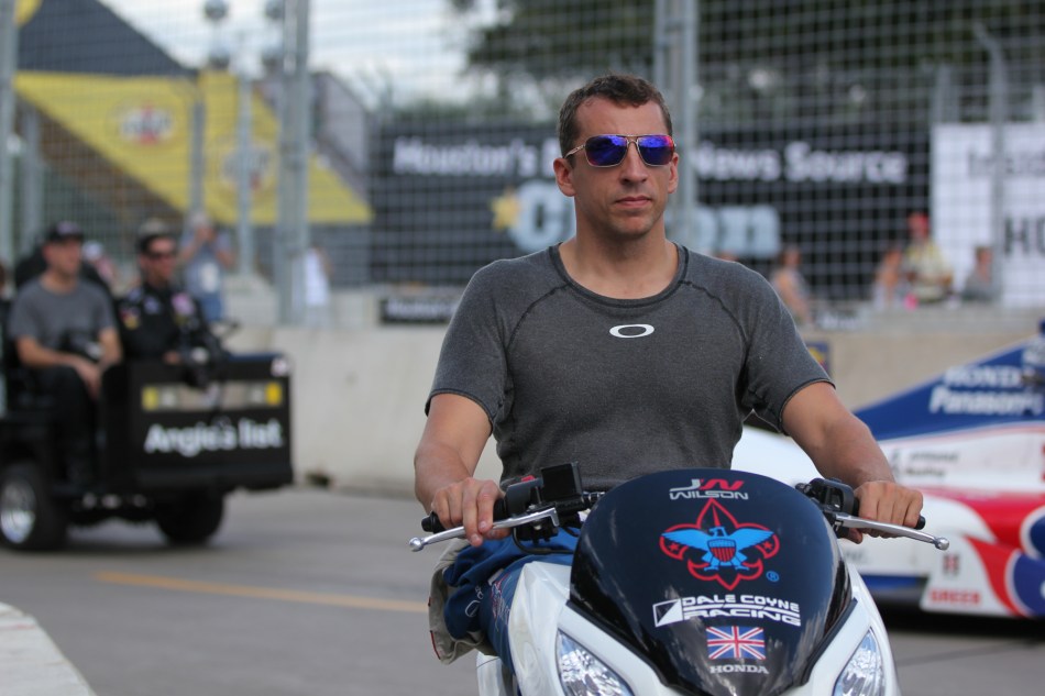 Justin Wilson riding in for the start of the IndyCar Grand Prix of Houston, Oct 5, 2013 © J. Ashley Nixon