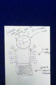 Sketch drawn by Dave Grohl, showing his seating concept to continue with the Foo Fighters World Tour (copy of photo shown from the stage)