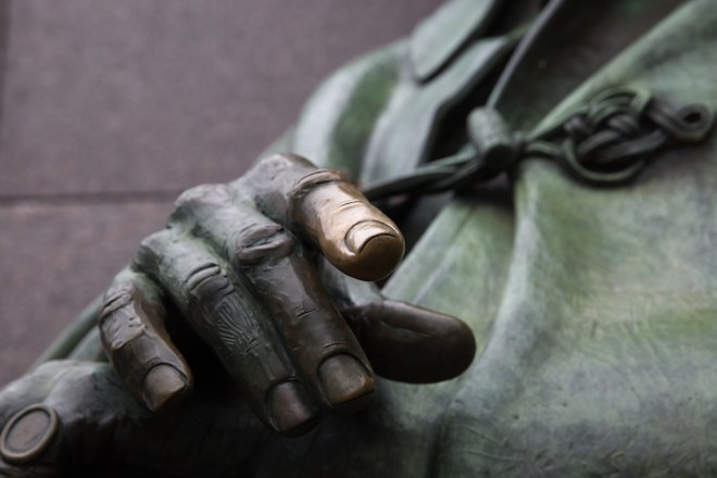 The hand of Franklin D. Roosevelt. Sculpture by Niel Estern. © J. Ashley Nixon