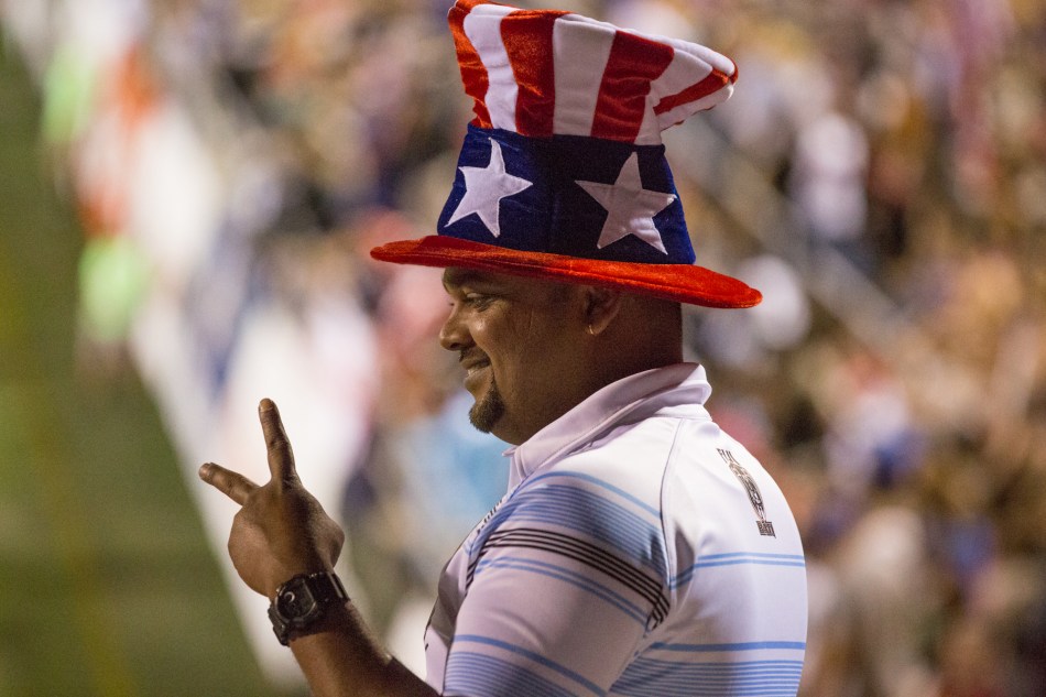 Team USA rugby fan at the International Sevens tournament, Las Vegas, February 2015 © J. Ashley Nixon