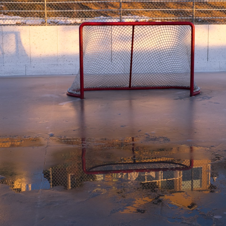 End of the season's ice? Battalion Park Outdoor Arena, Calgary, Canada © J. Ashley Nixon 