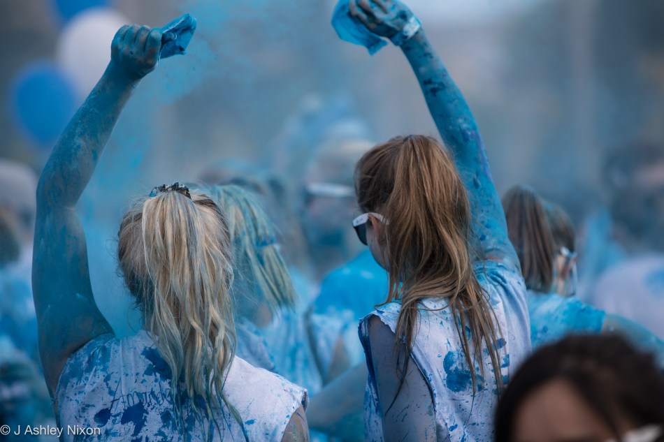 Colour explosion in blue at Mount Royal University's colourUblue event. © J. Ashley Nixon