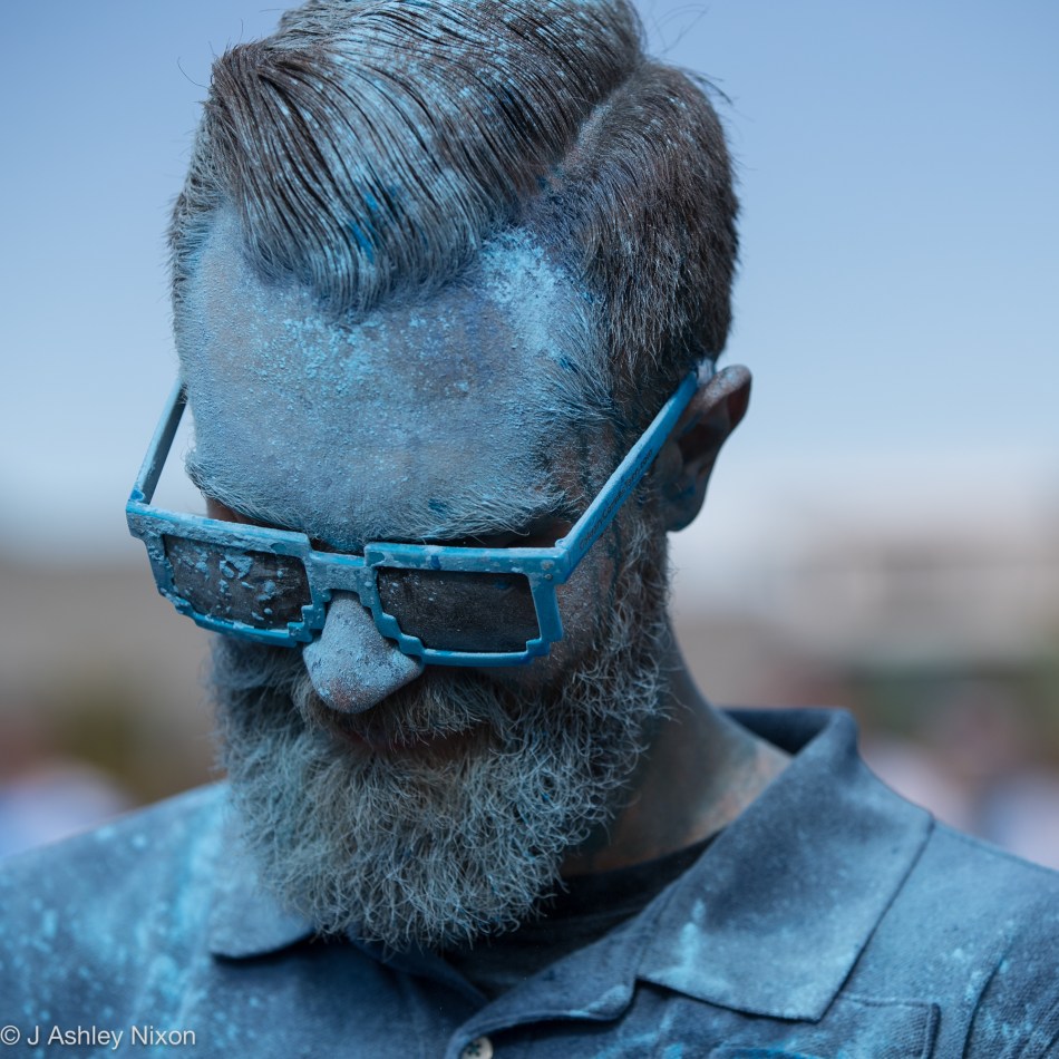 Colour U Blue at Mount Royal University (MRU), Calgary, Canada. A colourful way to introduce new students to the university. © J. Ashley Nixon