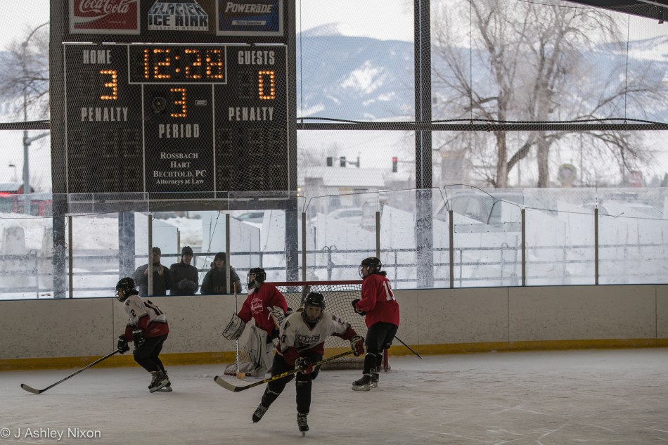 Calgary Girls Hockey Bantam 1 Hawks and Idaho in outdoor action at the Northern Rockies Classic girls hockey tournament in Missoula, Montana, USA © J. Ashley Nixon